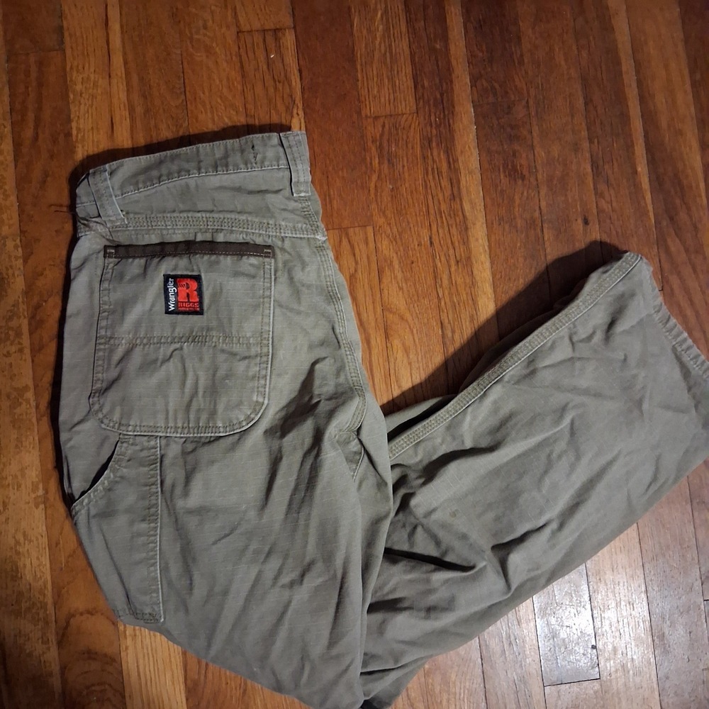 Wrangler Riggs Workwear Mens 32x30 Ripstop Carpenter Pants Khaki Tan 3W020BR